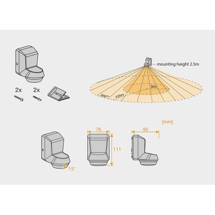 Ledvance - Détecteur de mouvement infrarouge extérieur 230V IP55 anthracite