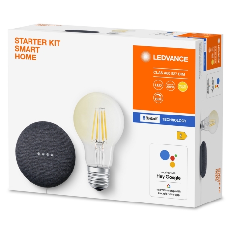 Ledvance - Enceinte intelligente Google Nest Mini + Ampoule LED SMART+ E27