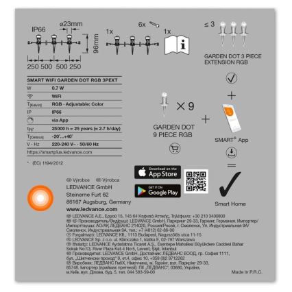 Ledvance - Kit d'extension RGB extérieur SMART+ DOT 3xLED/0,7W/230V IP65 Wi-Fi