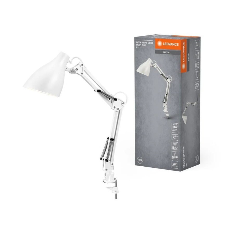 Ledvance - Lampe de bureau à pince PEAR 1xE27/11W/230V blanche