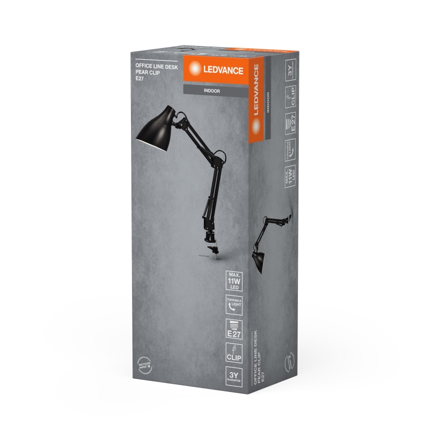 Ledvance - Lampe de bureau avec pince OFFICE LINE 1xE27/11W/230V noire