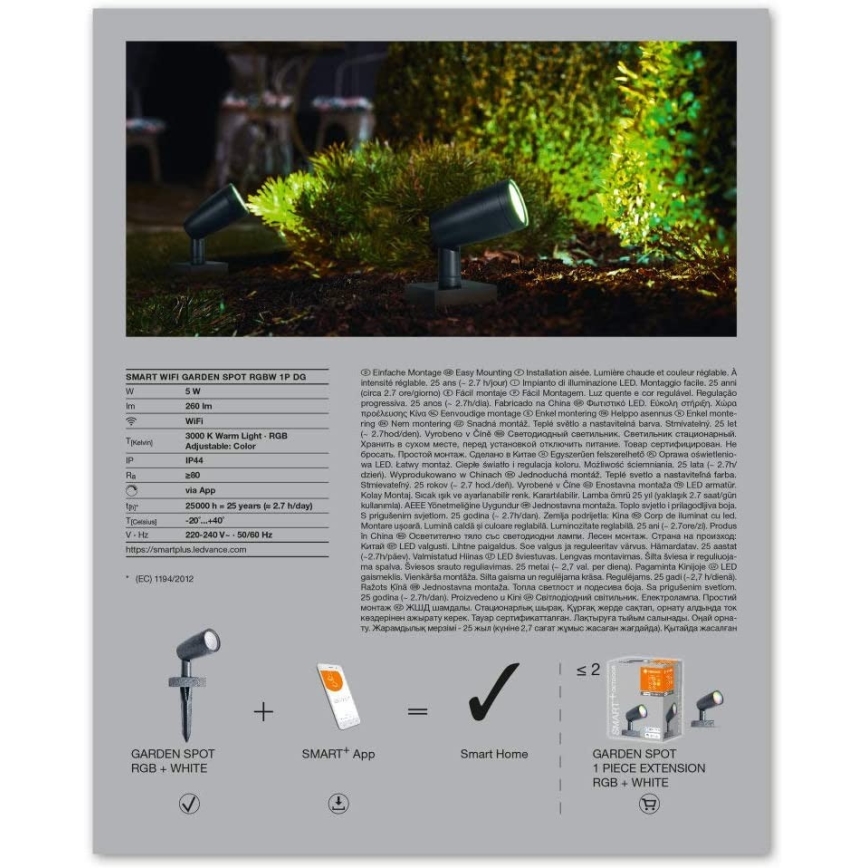 Ledvance - Lampe d'extérieur LED RGBW SMART+ SPOT LED/5W/230V IP65 Wi-Fi