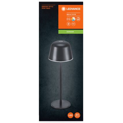 Ledvance - Lampe rechargeable extérieure à intensité variable TABLE LED/2,5W/5V IP54 noir