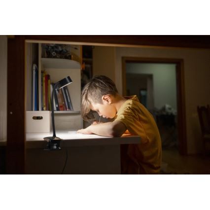 Ledvance - Lampe de bureau LED tactile et dimmable à pince CYLINDER LED/4,8W/5V 3000-6500K noire