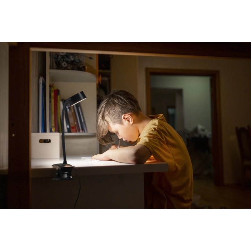 Ledvance - Lampe de bureau LED tactile et dimmable à pince CYLINDER LED/4,8W/5V 3000-6500K noire