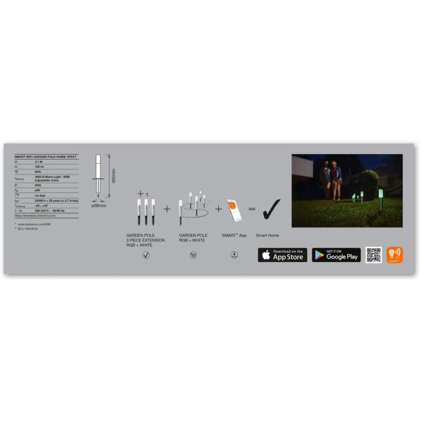 Ledvance - LOT 3x Kit d'extension de lampe extérieur RGBW SMART+ MINI 3xLED/3,1W/230V IP65 Wi-Fi