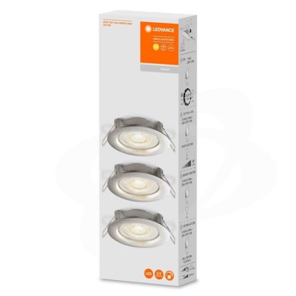 Ledvance - Lot de 3x luminaires encastrés LED à intensité variable SIMPLE LED/4,9W/230V