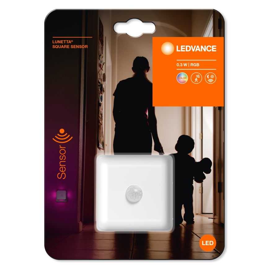 Ledvance - Lumière d'orientation sur prise avec détecteur RGB LUNETTA LED/0,3W/230