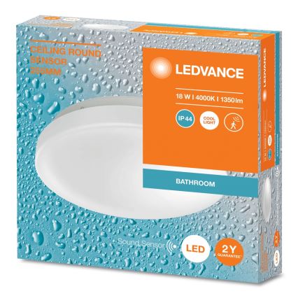 Ledvance - Plafonnier LED pour salle de bains avec capteur crépusculaire CEILING ROUND LED/18W/230V IP44