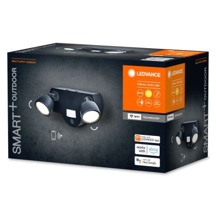 Ledvance - Luminaire à intensité variable LED extérieur avec détecteur et caméra SMART+ 2xLED/8W/230V IP44 Wi-Fi