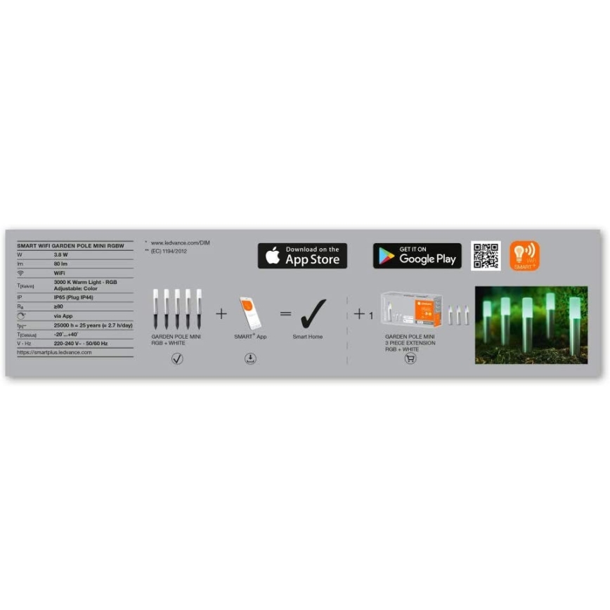 Ledvance - PACK 5x Lampe d'extérieur LED RGBW SMART+ GARDEN POLE 5xLED/5,7W/230V IP65 Wi-Fi