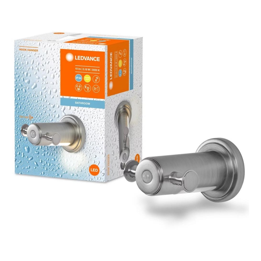 Ledvance - Patère murale pour salle de bains avec rétroéclairage LED IP44 3xAAA