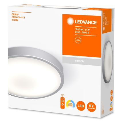 Ledvance - Plafonnier à intensité variable ORBIS LED/17W/230V 2700-6500 + Télécommande