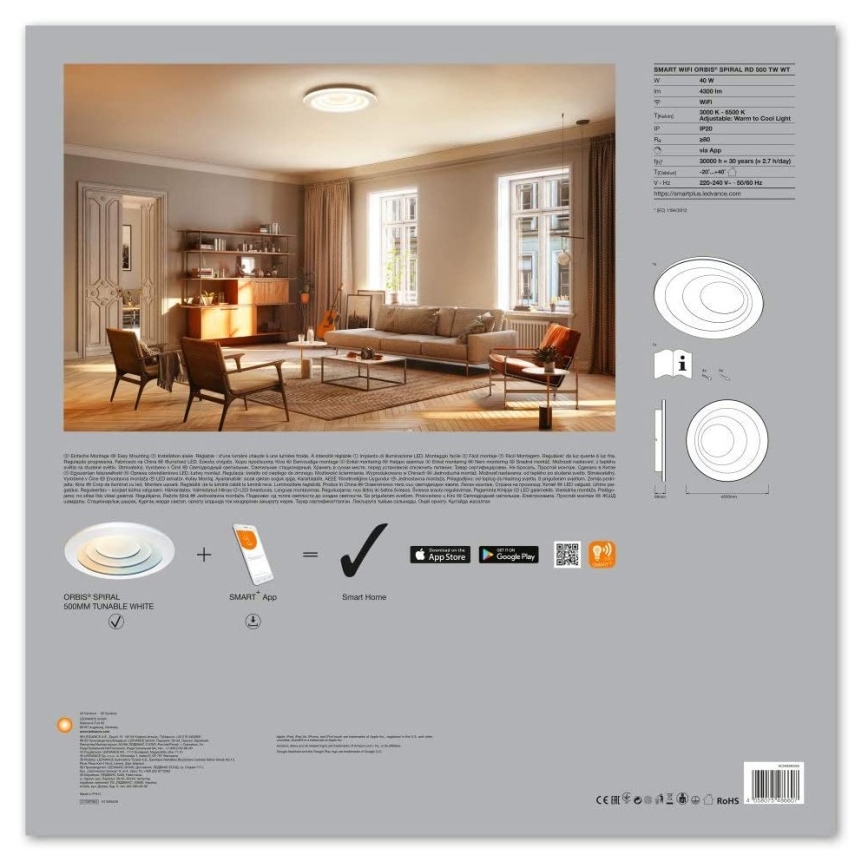 Ledvance - Luminaire LED dimmable SMART+ SPIRAL LED/40W/230V 3000K-6500K Wi-Fi
