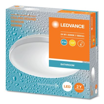 Ledvance - Plafonnier LED pour salle de bains avec détecteur crépusculaire CEILING ROUND LED/24W/230V IP44