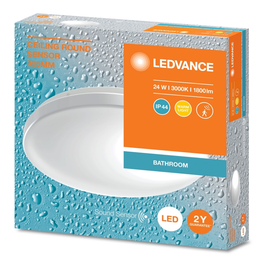 Ledvance - Plafonnier LED pour salle de bains avec détecteur crépusculaire CEILING ROUND LED/24W/230V IP44