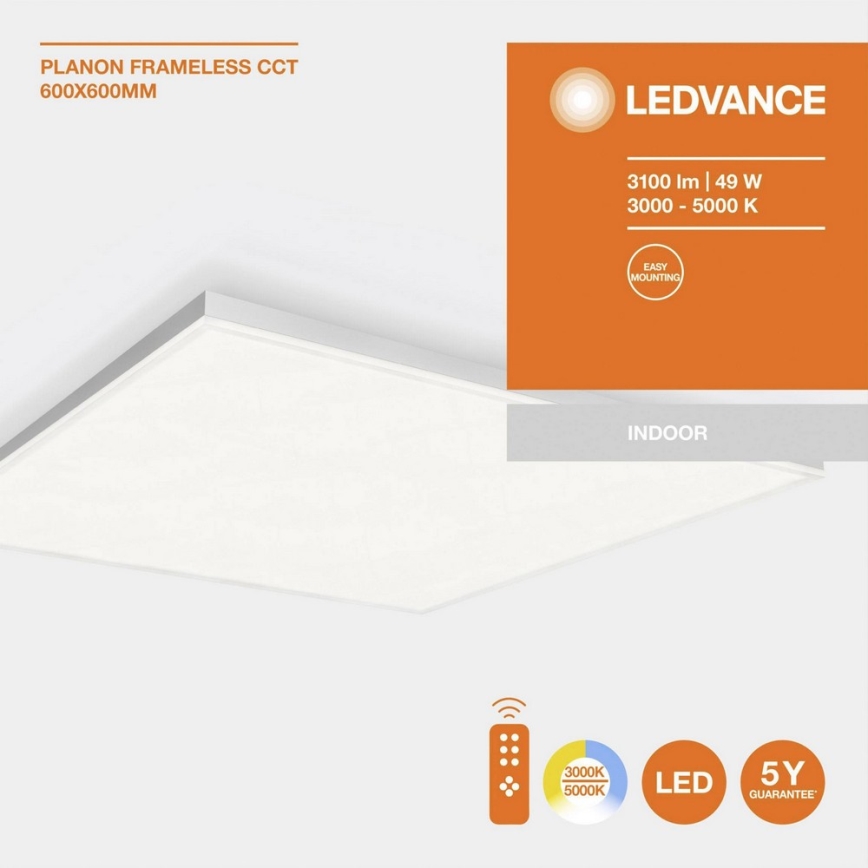 Ledvance - Plafonnier LED RGB à intensité variable PLANON LED / 49W / 230V + télécommande