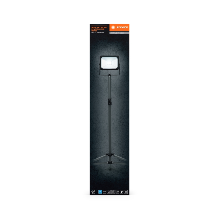 Ledvance - Projecteur à intensité variable avec un support WORKLIGHT TRIPOD LED/20W/3,7V IP54