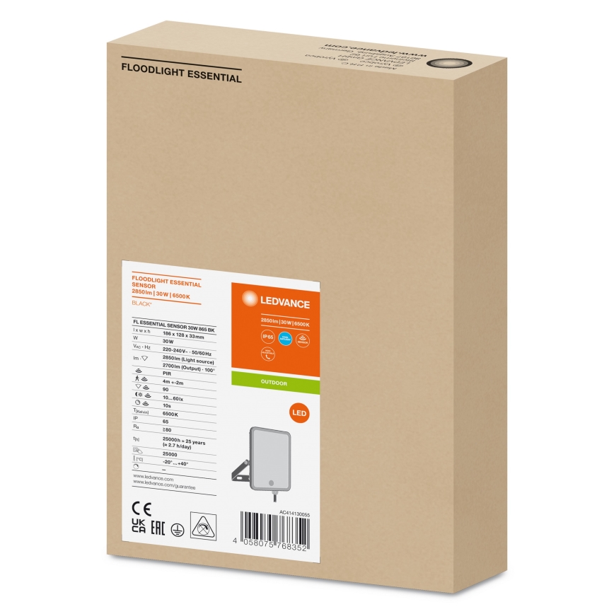 Ledvance - Projecteur d'extérieur avec détecteur FLOODLIGHT LED/30W/230V 6500K IP65
