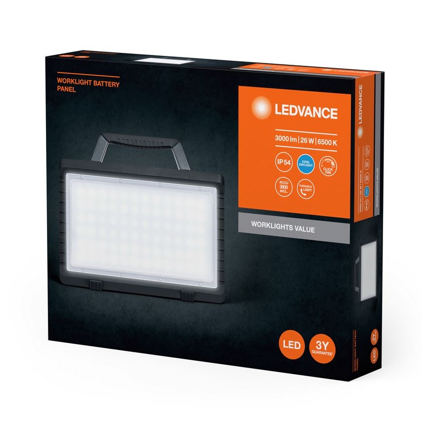 Ledvance - Projecteur extérieur LED à intensité variable et rechargeable WORKLIGHT BATTERY LED/26W/5V IP54