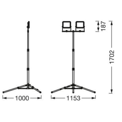 Ledvance - Projecteur LED extérieur avec un support WORKLIGHT TRIPOD 2xLED/20W/230V 6500K IP65