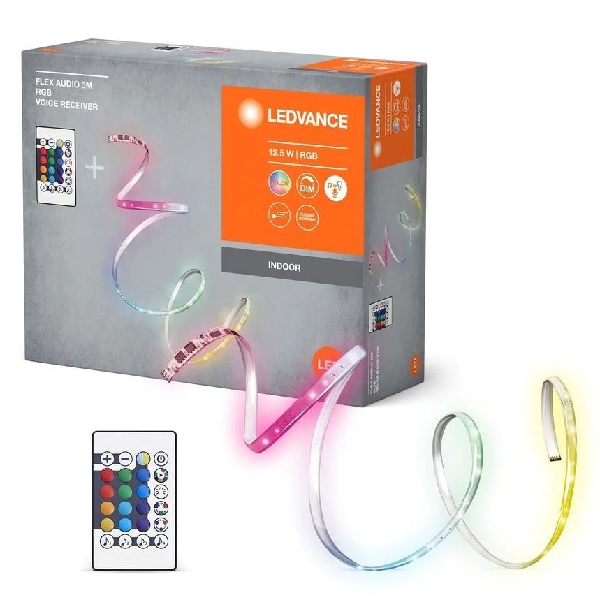 Ledvance -Ruban LED RGB à intensité variable FLEX AUDIO 3m LED/12,5W/230V + Télécommande