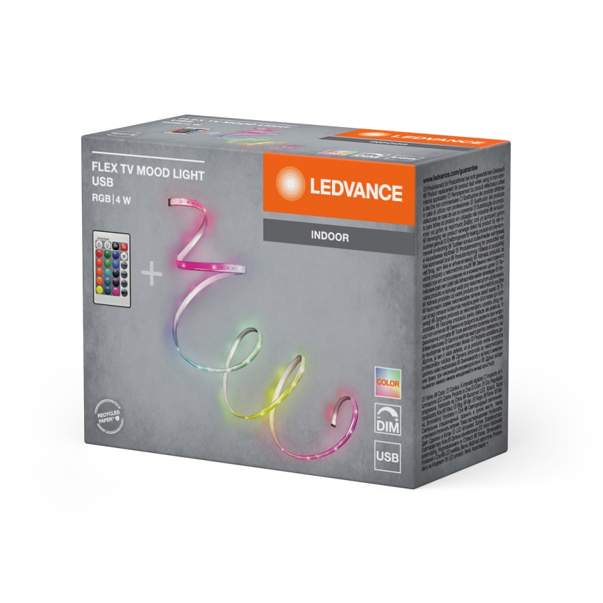 Ledvance - Ruban LED RGB dimmable FLEX TV MOOD 1 m LED/4W/5V + télécommande