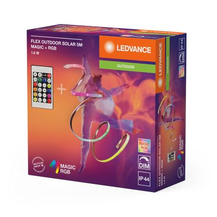 Ledvance - Ruban LED solaire RGB dimmable FLEX MAGIC 5m LED/1,6W/3,7V 2000 mAh IP44 + télécommande