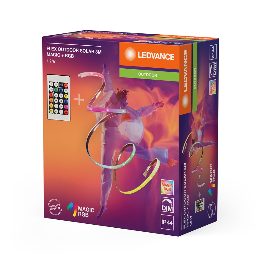 Ledvance - Ruban LED solaire RGB dimmable FLEX MAGIC 3 m LED/1,2W/5V avec télécommande