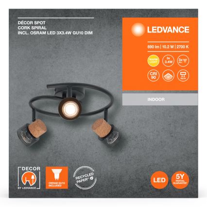 Ledvance - Spot DECOR CORK 3xGU10/3,4W/230V