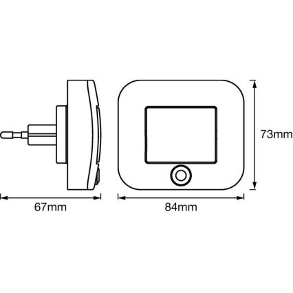 Ledvance - Veilleuse avec détecteur LUNETTA LED/0,7W/230V 3000K