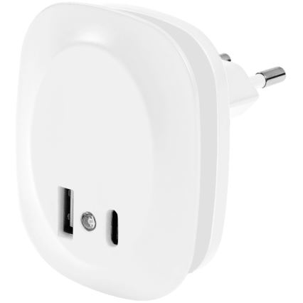 Ledvance - Veilleuse LED avec détecteur à brancher et USB LUNETTA LED/12,5W/230V blanc