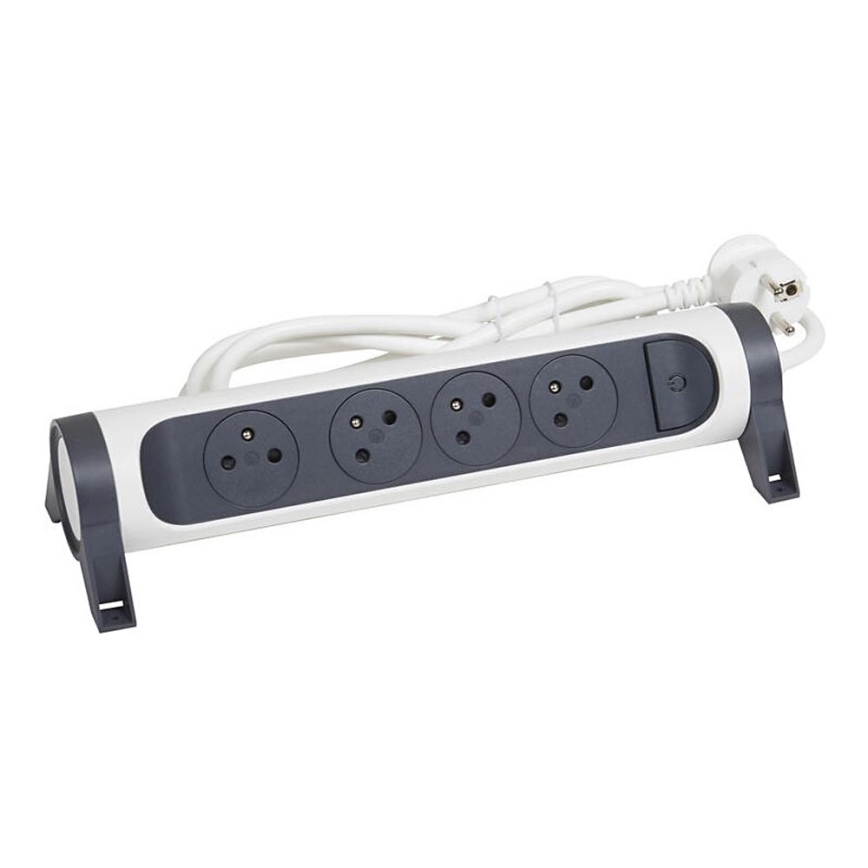 Legrand 049459 - Rallonge avec interrupteur 4Z Type E 3m