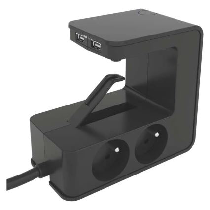Legrand 050412 - Câble d'extension avec interrupteur pour dessus de table 4Z Type E + 2x USB-A 1,5m noir