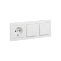 Legrand - 2x interrupteur double en série č. 5 et prise domestique SCHUKO avec cadre SUNO 250V blanc