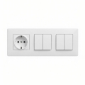 Legrand - 2x interrupteur double série č. 5 et prise domestique SCHUKO avec cadre NILOE STEP 250V blanc