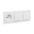 Legrand - 2x interrupteur double série n°5 et prise murale avec cadre SUNO 250V blanc