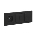 Legrand - 2x Interrupteur double va-et-vient č. 5 et prise domestique avec cadre SUNO 250V noir
