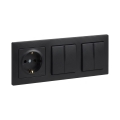 Legrand - 2x interrupteur double va-et-vient n°5 et prise murale SCHUKO avec cadre SUNO 250V de couleur noire