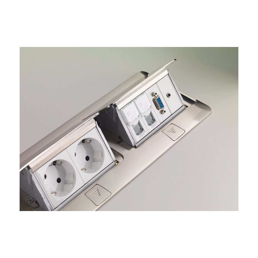 Legrand 54023 - Bloc de prise pour table POP-UP 2x4M acier inoxydable