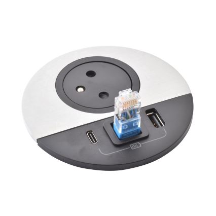 Legrand 654708 - Colonne de prises pour table 1x230V + USB-A + USB-C + RJ45