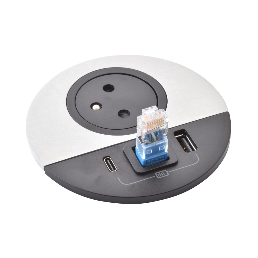 Legrand 654708 - Colonne de prises pour table 1x230V + USB-A + USB-C + RJ45