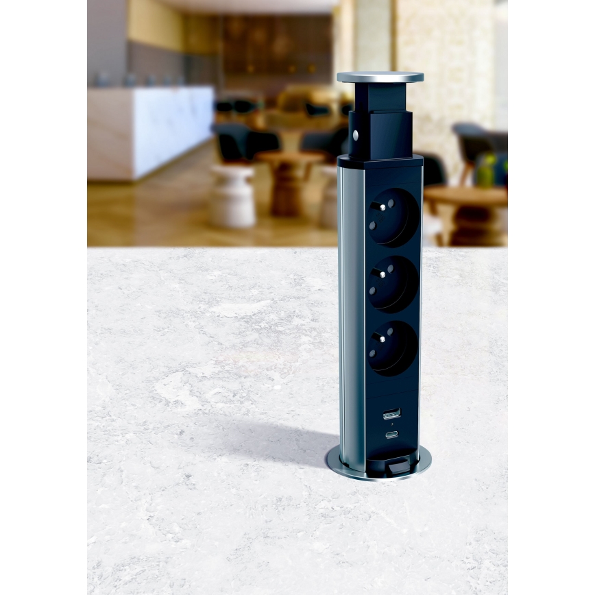 Legrand 654970 - Colonne de prises pour table 3x230V + USB-A + USB-C