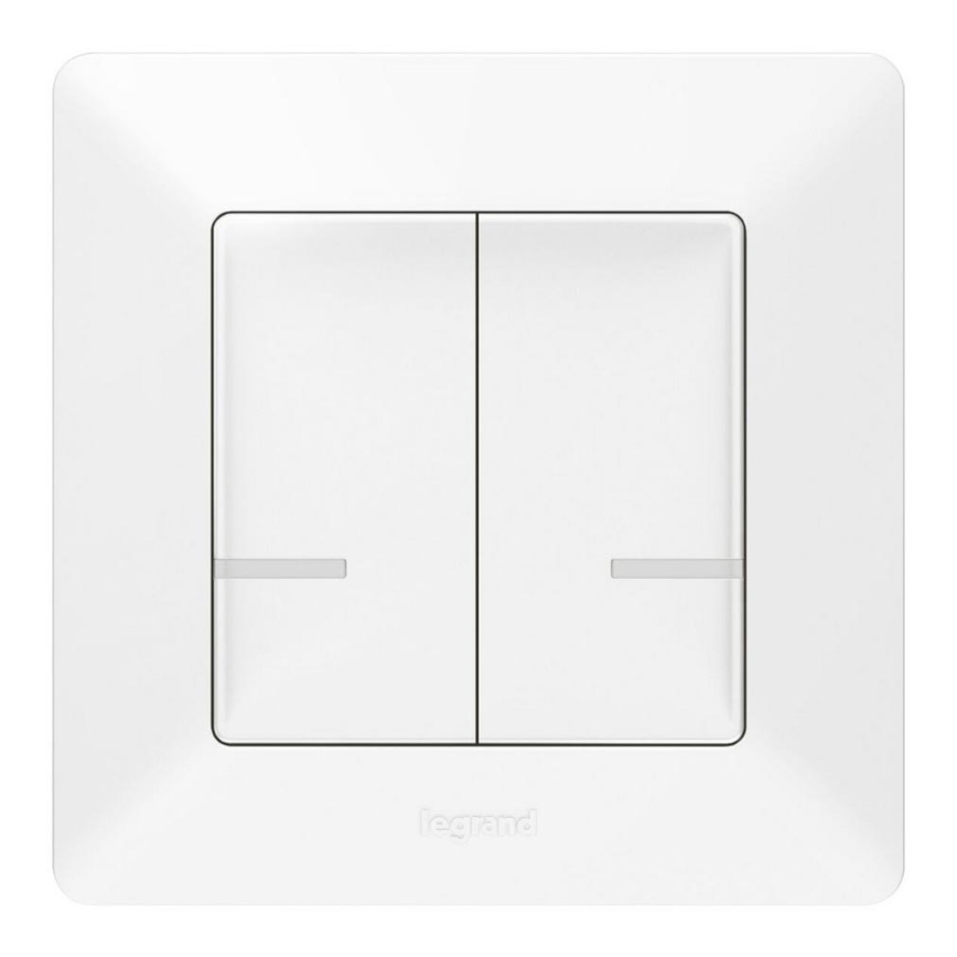 Legrand 752187- Interrupteur sans fil connecté à 2 boutons VALENA 1xCR2032 Wi-Fi IP40