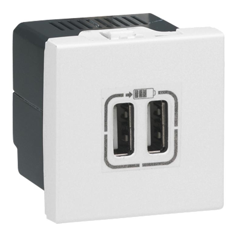 Legrand 77594 - Chargeur MOSAIC 2xUSB 2M 5V/230V blanc