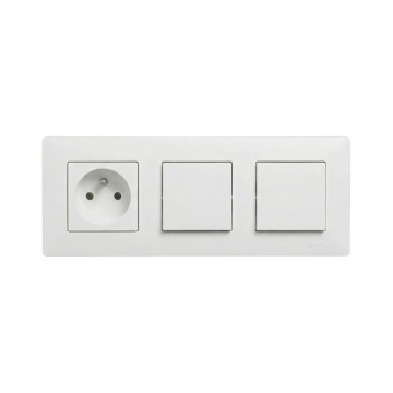Legrand - Double interrupteur unipolaire n°1 et prise murale avec cadre NILOE STEP 250V blanc