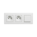 Legrand - Double prise domestique et interrupteur unipolaire n° 1 avec cadre NILOE STEP 250V blanc