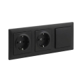 Legrand - Double prise domestique SCHUKO et interrupteur unipolaire n° 1 avec cadre SUNO 250V noir