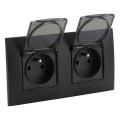 Legrand - Double prise extérieure NILOE 250V IP44 noire
