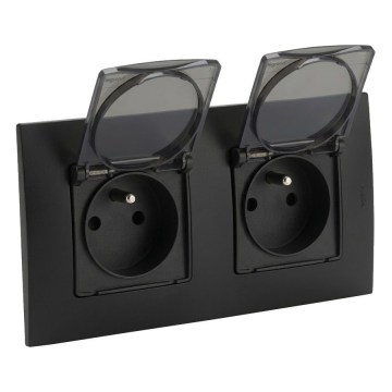 Legrand - Double prise extérieure NILOE 250V IP44 noire